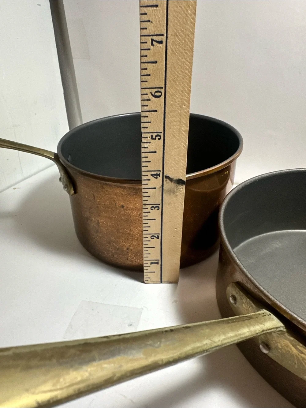 2 Copper Saucepan with Brass Handle and Teflon interior- Home Kitchen